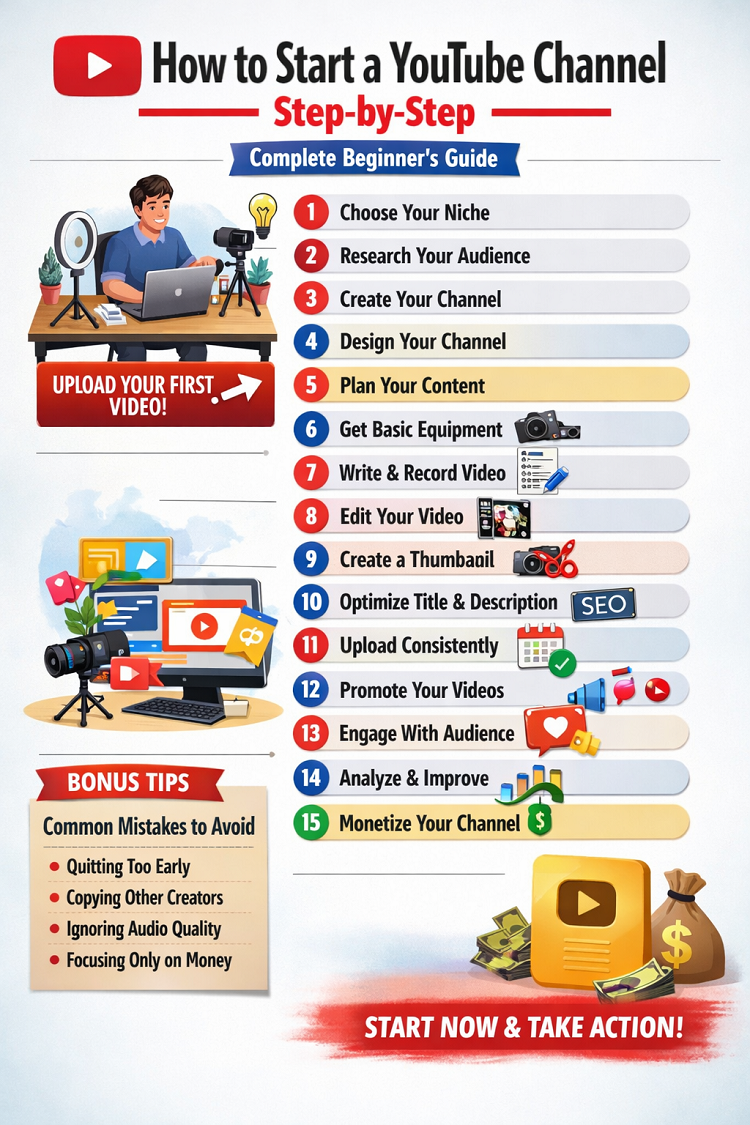 How to Start a YouTube Channel Step-by-Step (Complete Beginner’s Guide)