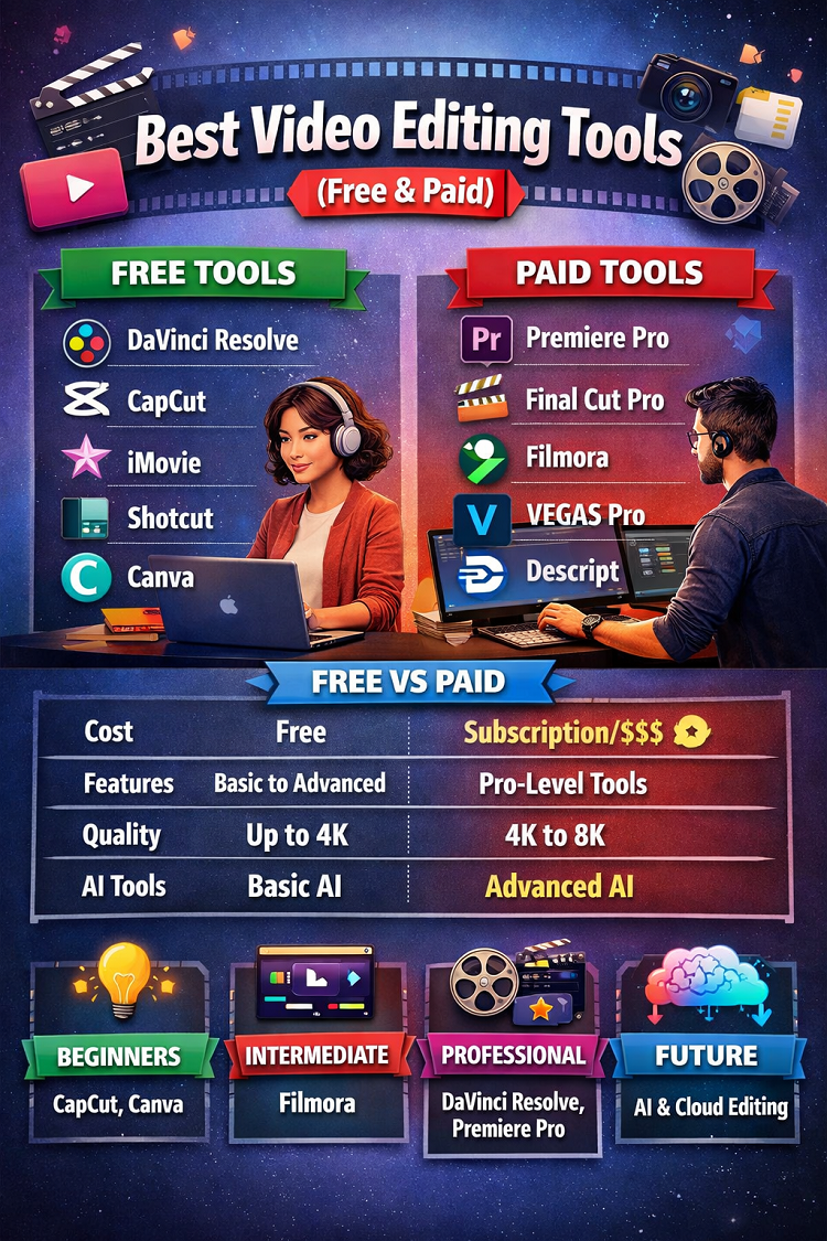 Best Video Editing Tools (Free & Paid)